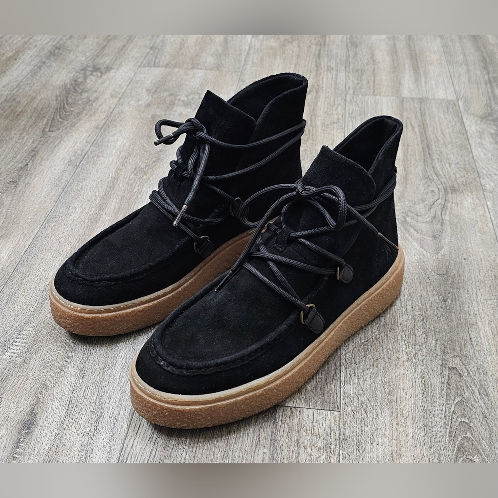 Hush Puppies Black Suede Moyen Chukka Lace Up Boot-Size 7.5 - Picture 2 of 10